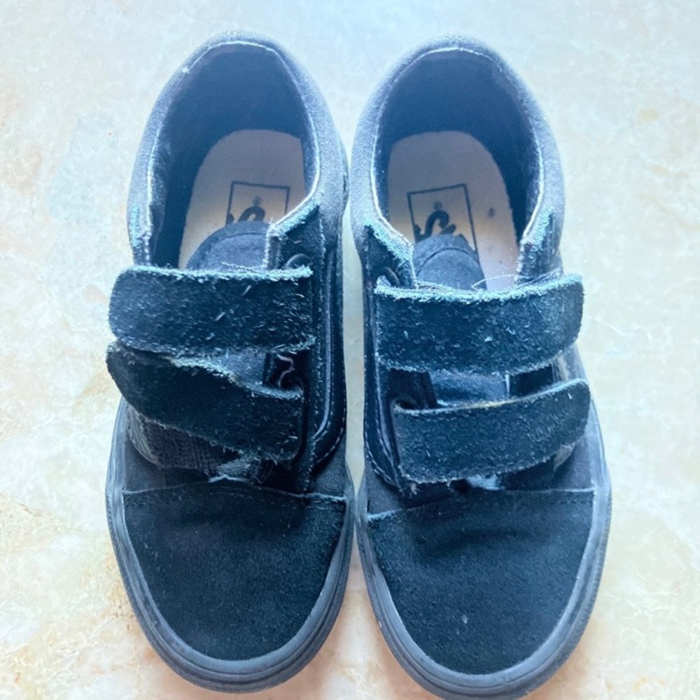 Vans Kids Black Suede Velcro Sneakers